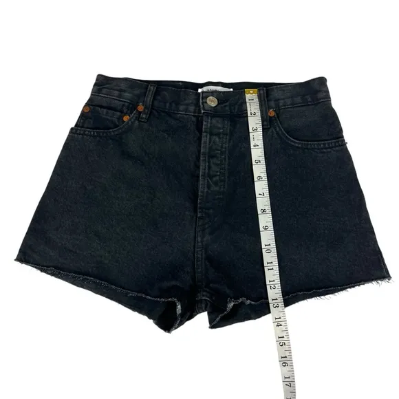 Re/Done‎ Jeans Denium Black High Rise Button Womens Black Shorts Size 26