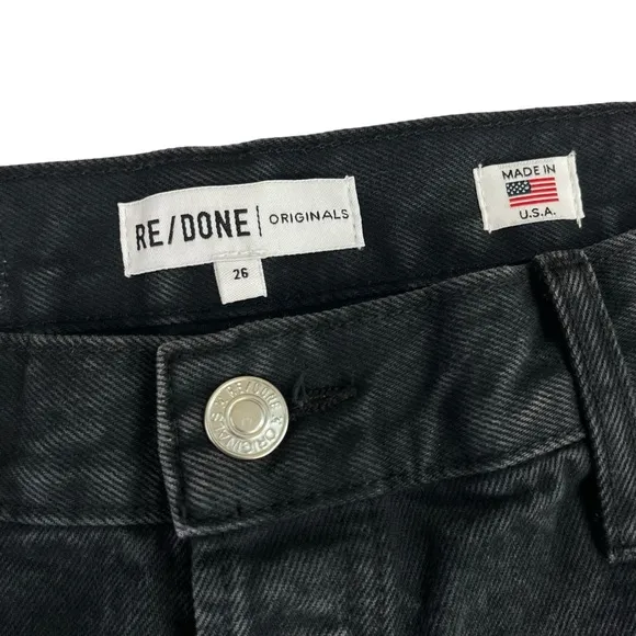 Re/Done‎ Jeans Denium Black High Rise Button Womens Black Shorts Size 26