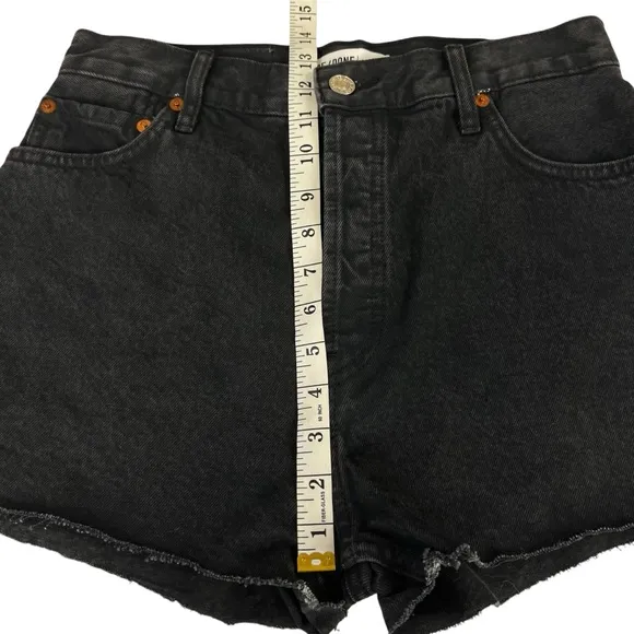 Re/Done‎ Jeans Denium Black High Rise Button Womens Black Shorts Size 26