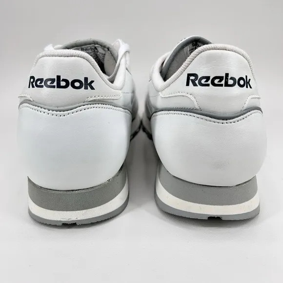 Reebok Classic Leather Shoes Men's 11.5 White Gray Low Running Casual Sneakers