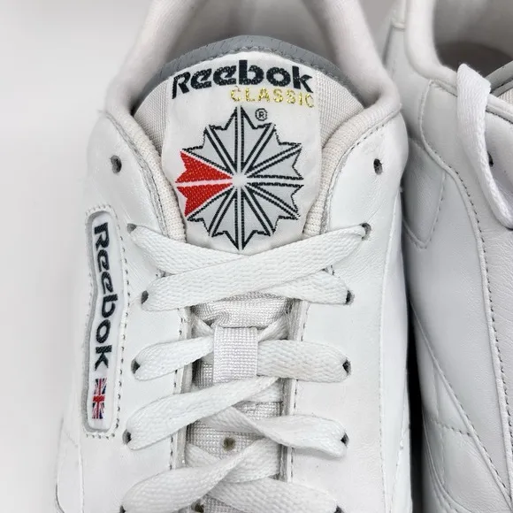 Reebok Classic Leather Shoes Men's 11.5 White Gray Low Running Casual Sneakers
