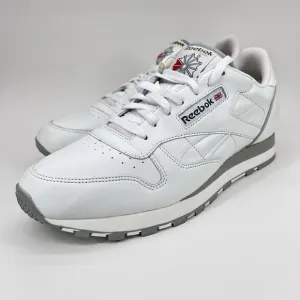 Reebok Classic Leather Shoes Men's 11.5 White Gray Low Running Casual Sneakers
