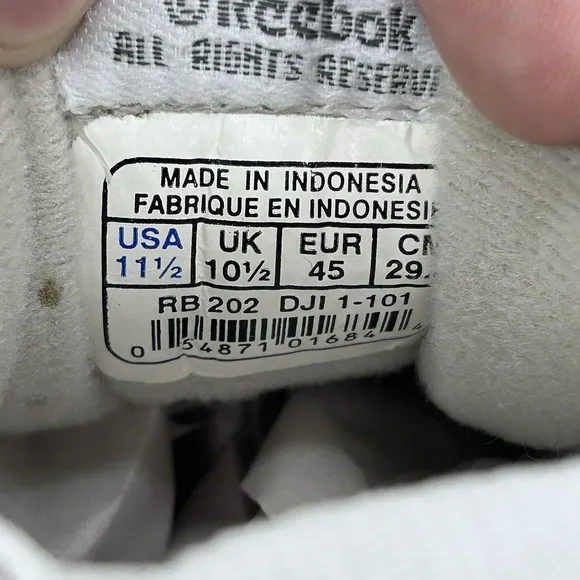 Reebok Classic Leather Shoes Men's 11.5 White Gray Low Running Casual Sneakers