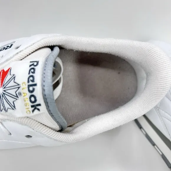 Reebok Classic Leather Shoes Men's 11.5 White Gray Low Running Casual Sneakers