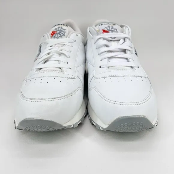 Reebok Classic Leather Shoes Men's 11.5 White Gray Low Running Casual Sneakers