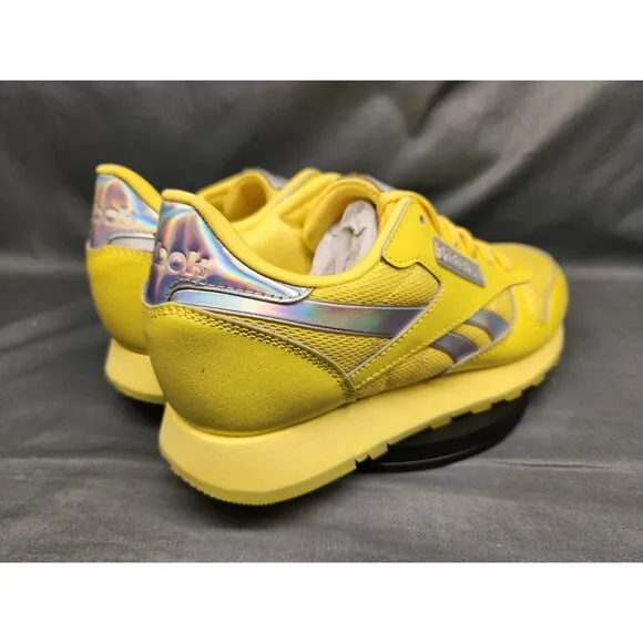 Reebok Girls Classic Leather Casual Sneakers Yellow Silver Size 6 NEW NO BOX!