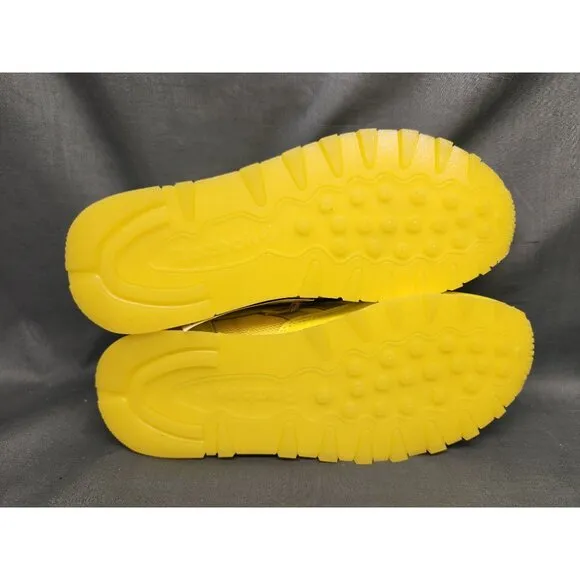 Reebok Girls Classic Leather Casual Sneakers Yellow Silver Size 6 NEW NO BOX!