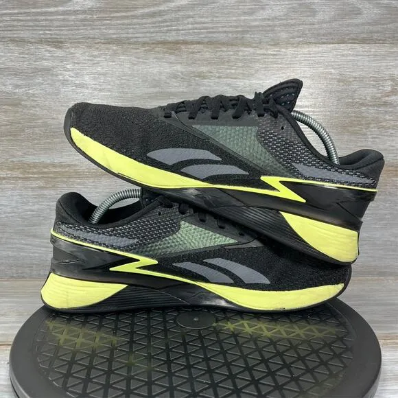 Reebok Men's Nano X3 Black Mesh Athletic Cross Training Shoes Size 10