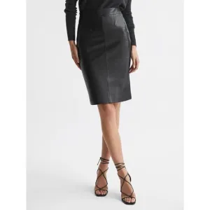 REISS Reagan Leather Pencil Skirt
