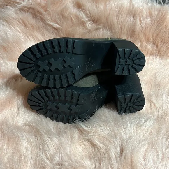 RIVER ISLAND BOOTS size 9/39 DARK GREEN /GREY SUEDE BLOCK HEEL