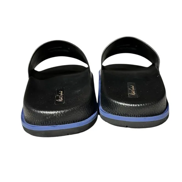 💀ROBERT GRAHAM Men's Beachcomber Skull-print Slide Sandals In Navy Men's Size 8
