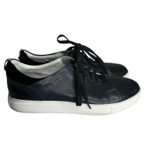 Robert Graham Men’s Koch Leather Sneaker Shoes in Royal and Black 9.5
