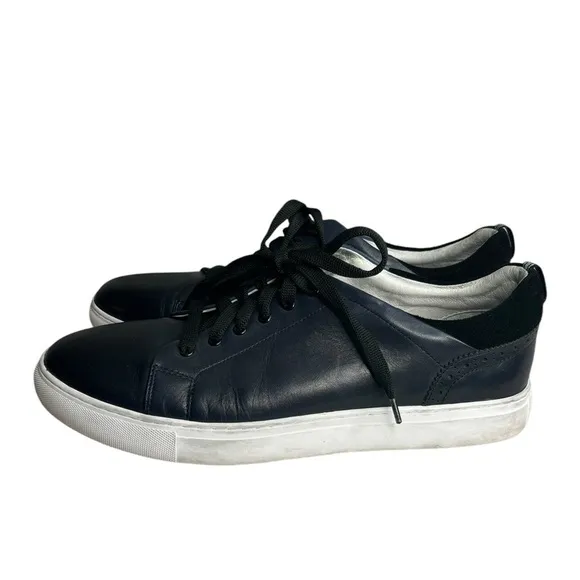 Robert Graham Men’s Koch Leather Sneaker Shoes in Royal and Black 9.5