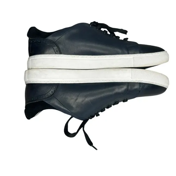 Robert Graham Men’s Koch Leather Sneaker Shoes in Royal and Black 9.5