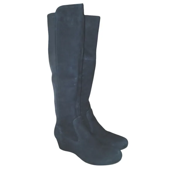 Rockport Black Suede Knee High Boots Women's Tall Black Wedge Boots size 5