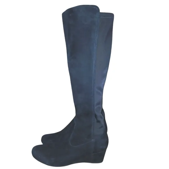 Rockport Black Suede Knee High Boots Women's Tall Black Wedge Boots size 5