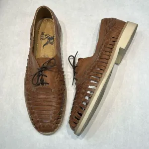 Rogers Leather Huarache Shoes Sandals Woven Mens Sz 8.5 Womens Sz 10 MEX Sz 27