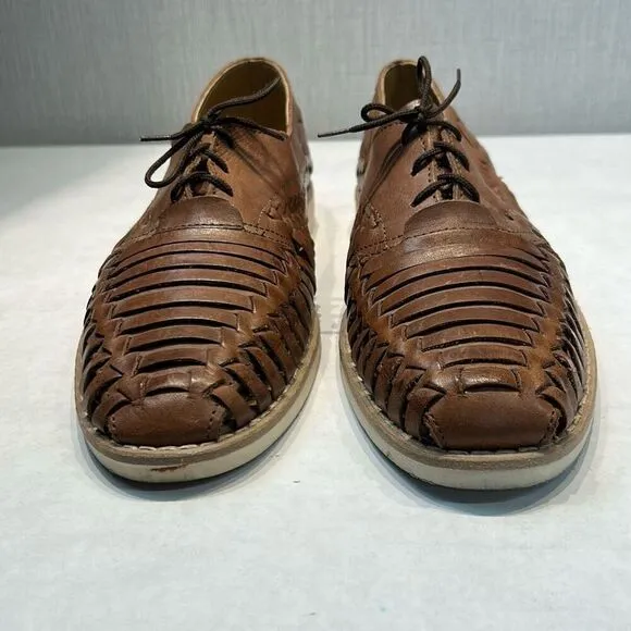Rogers Leather Huarache Shoes Sandals Woven Mens Sz 8.5 Womens Sz 10 MEX Sz 27