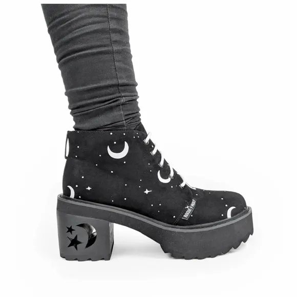 Rogue   Wolf MoonDust Platform Black Boots Vegan Suede
