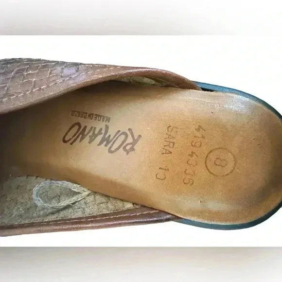 Romano  Shoes Brazil Made Woven Leather Brown Mule Clogs Size 8