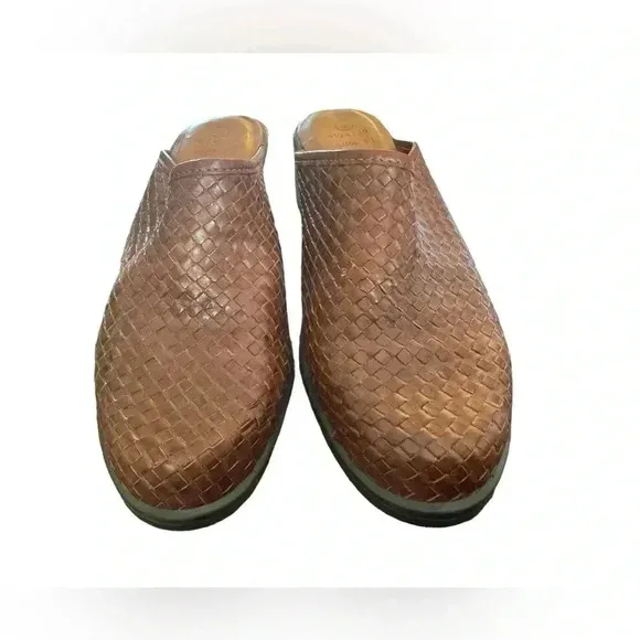 Romano  Shoes Brazil Made Woven Leather Brown Mule Clogs Size 8