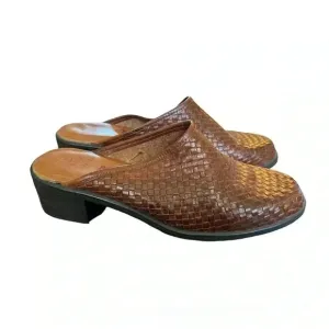Romano  Shoes Brazil Made Woven Leather Brown Mule Clogs Size 8