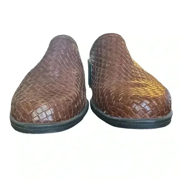 Romano  Shoes Brazil Made Woven Leather Brown Mule Clogs Size 8