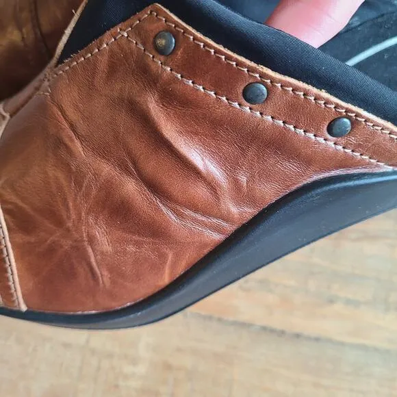 Romika Mokassetta Shoes Women's Size 41 Leather Brown Studded Mules NEW