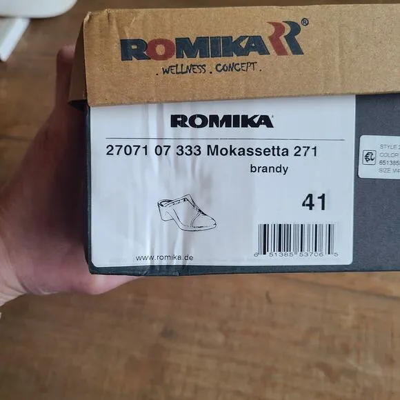 Romika Mokassetta Shoes Women's Size 41 Leather Brown Studded Mules NEW