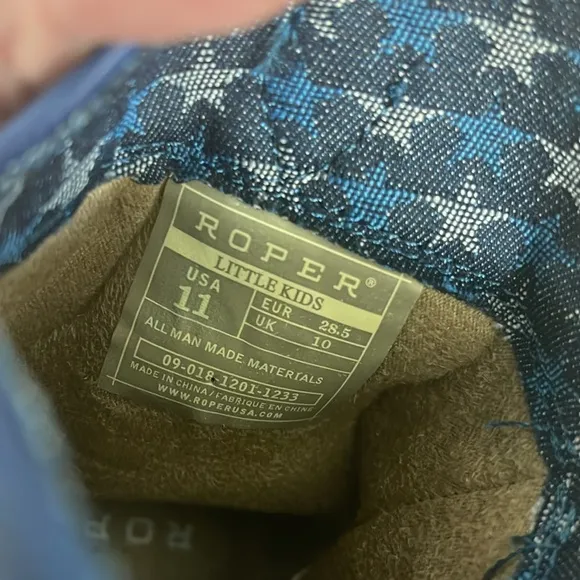 Roper Kids Lightning (Toddler/Little Kid) Blue and Brown Western Boots Size 11