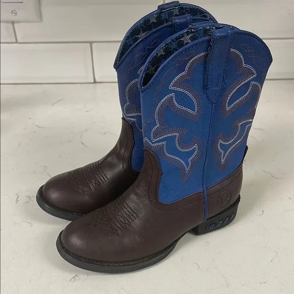 Roper Kids Lightning (Toddler/Little Kid) Blue and Brown Western Boots Size 11