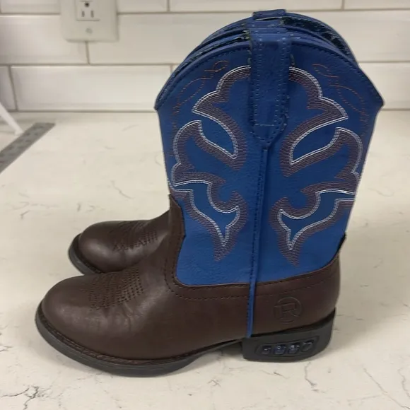 Roper Kids Lightning (Toddler/Little Kid) Blue and Brown Western Boots Size 11