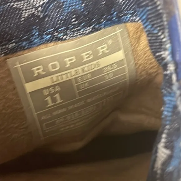 Roper Kids Lightning (Toddler/Little Kid) Blue and Brown Western Boots Size 11