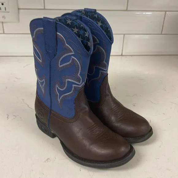 Roper Kids Lightning (Toddler/Little Kid) Blue and Brown Western Boots Size 11