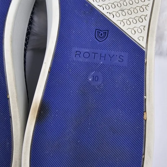 Rothy’s Maritime Gradient Slip On Sneaker Shoes navy white 10