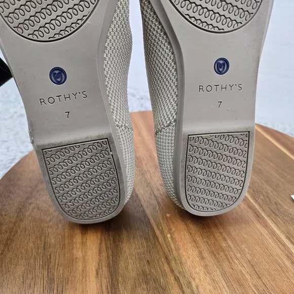 Rothy's Retired The Loafer Double Stitch Beige Linen Daily Casual Shoes Womens 7