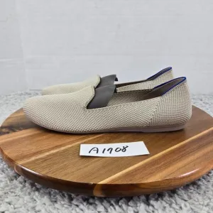 Rothy's Retired The Loafer Double Stitch Beige Linen Daily Casual Shoes Womens 7