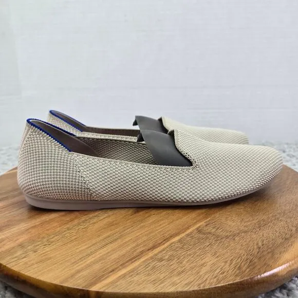 Rothy's Retired The Loafer Double Stitch Beige Linen Daily Casual Shoes Womens 7