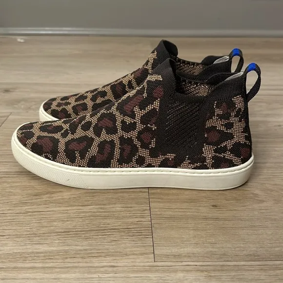 Rothy’s The Chelsea Shoes Slip On Sneakers Wildcat Cheetah Leopard Brown 8