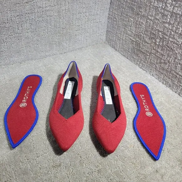Rothys The Point Women's Size 6.5 US Chili Red Retired Pointed Toe Slip on Shoes