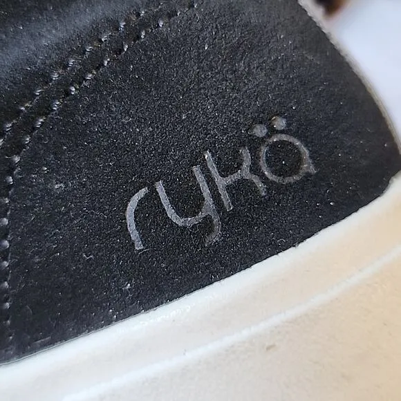RYKA ANKLE SNEAKERS STYLE¤HENSLEY LADIES SIZE 7.5 BLACK LEATHER FABRIC🔥HOT NWOB