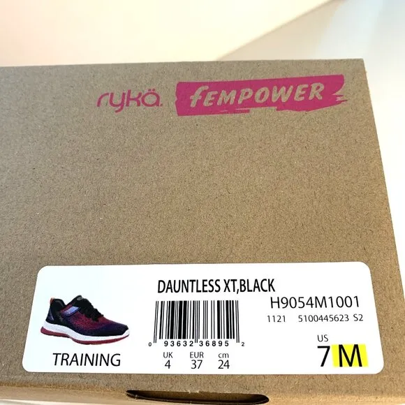 Ryka Dauntless XT Sneakers Low Top Lace Up Training Shoes Black Mix Size 7 NEW