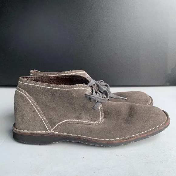 S326 John Varvatos Men’s Size 9 Weathered Suede Chukka Boots Star USA Brown Gray