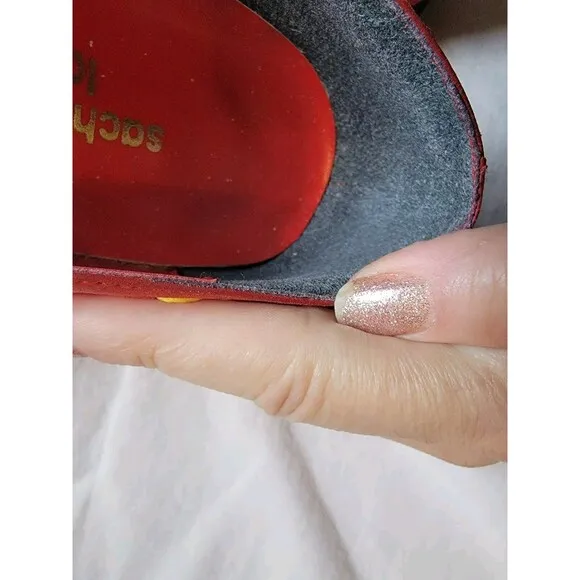 Sacha London Shoes Size 10 B Red Embroidered Whimsical Boho Slip-on Women's