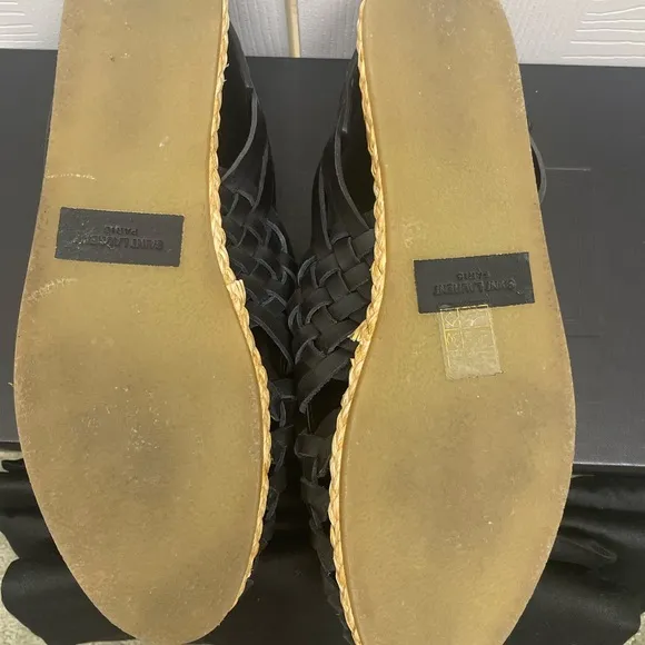 Saint Laurent raffia and leather fisherman sandals