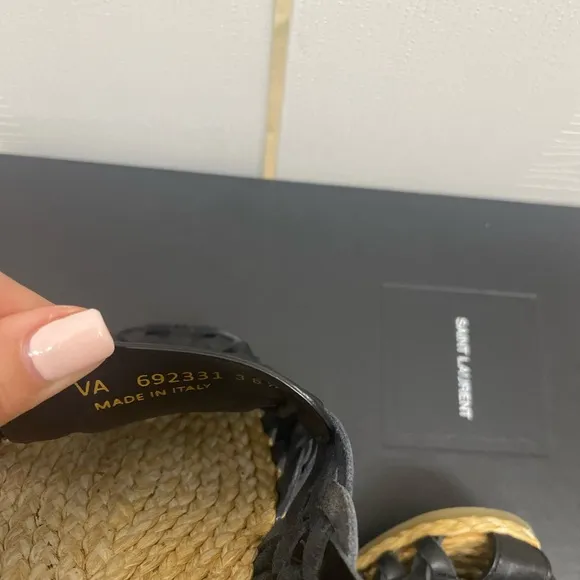Saint Laurent raffia and leather fisherman sandals