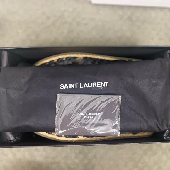 Saint Laurent raffia and leather fisherman sandals
