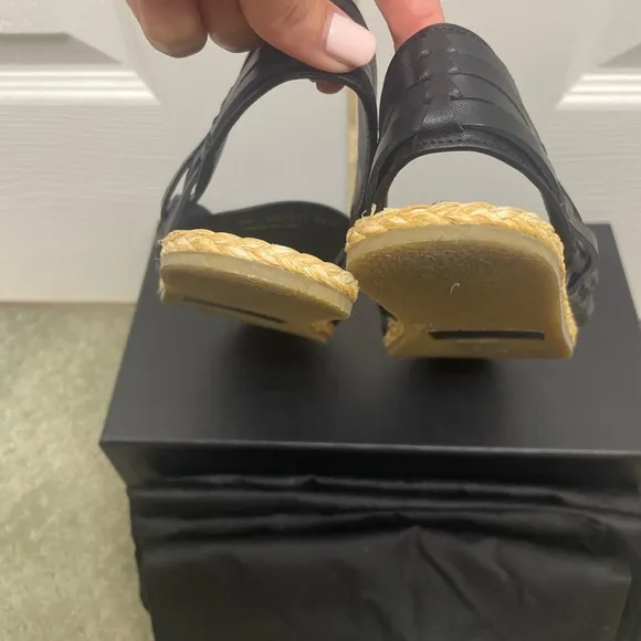 Saint Laurent raffia and leather fisherman sandals
