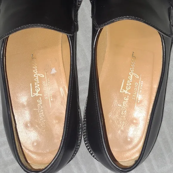 Salvatore Ferragamo Black Leather Men’s Dress Shoes Size 9B