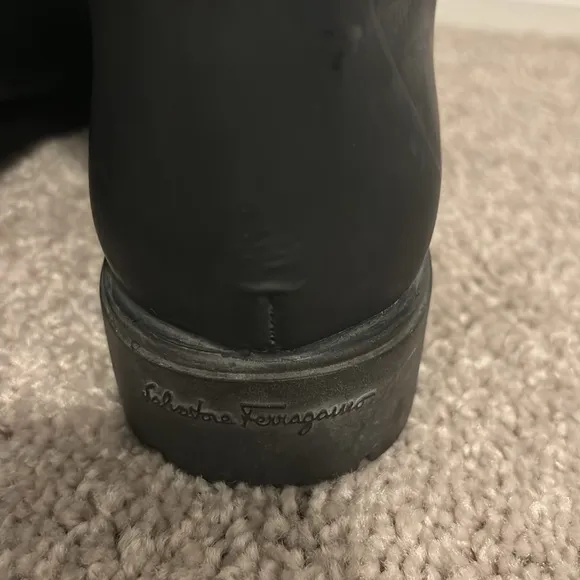 Salvatore ferragamo Black Rubber High Rain Boots Size 8